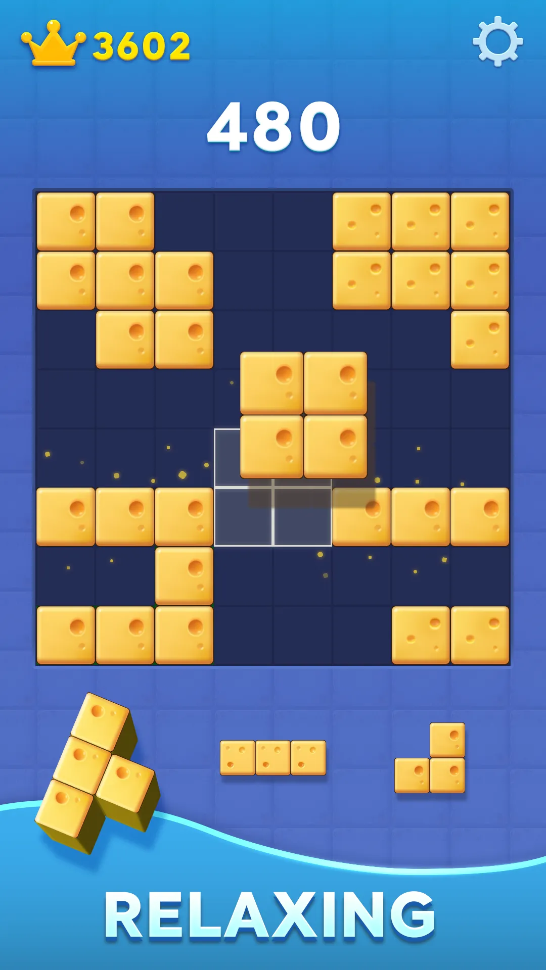 Official Block Blast preview with yellow blocks